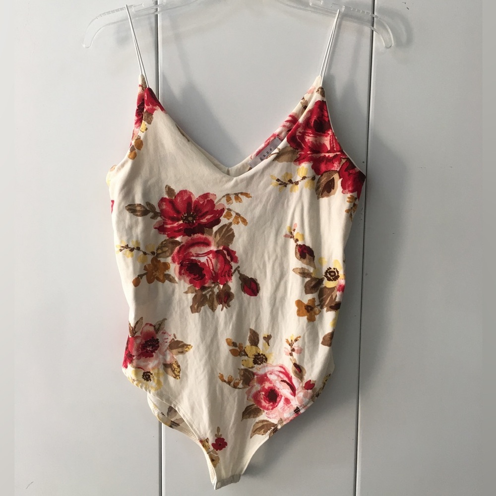 Gaze Floral Bodysuit - Red and Cream